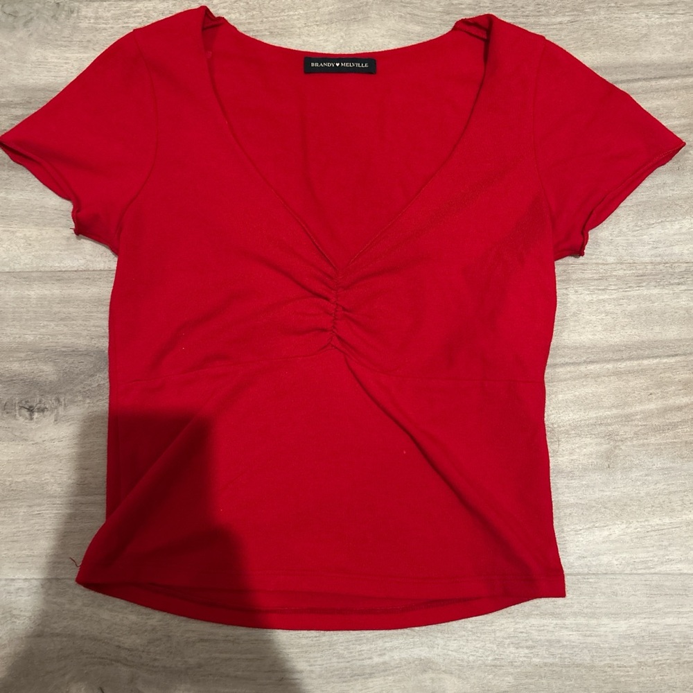 Brandy Melville Red Short Sleeve Top